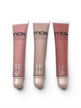 MAX MAKEUP CHERIMOYA Nude Lip Gloss Trio - Pink, Beige & Mauve-Nude Shades